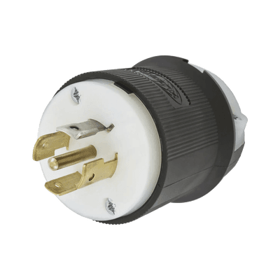 Clavija Industrial con Bloqueo de Media Vuelta / 20 A 120/208 V CA / 4 Polos 5 Hilos / Color Blanco y Negro / Nema L21-20P/ Grado Industrial