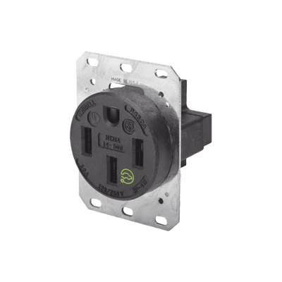 Receptáculo Recto de 50 A 125/250 V CA 3 Polos 4 Hilos (Nema 14-50R).