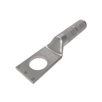 Zapata Terminal de Compresión BURNDY para Tornillo de 1/4" y Calibre 4 AWG /Cañón Largo.