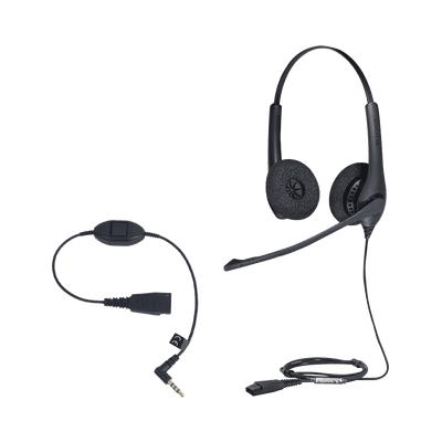 KIT, Diadema con cancelación de ruido, con accesorio para conexiones 3.5mm Incluye modelos BIZ-1500-DUO-QD y MOBILE-QD-35MM-Sï»¿