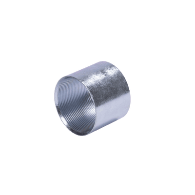 Cople 1 1/4" (32mm) pared gruesa con rosca galvanizado etiqueta amarilla
