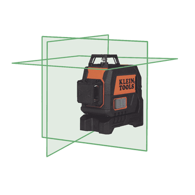Nivel Láser de 3 Planos de Color Verde, de 360º y 30.5 m. de alcance, Compacto con Base Magnética y para Tripoide
