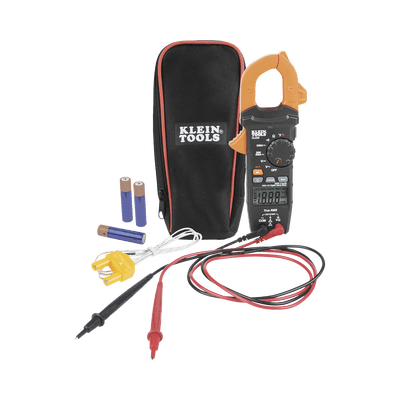 Amperímetro Digital de Gancho de Rango Automático de 400 A CA con Medidor de Temperatura.