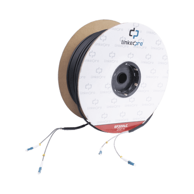 Carrete de Fibra Óptica Monomodo con Conectores LC-LC Duplex, Reforzada con Kevlar, de 200 Metros (656.17 Pies), Para Instalaciones Subterráneas por Tubería