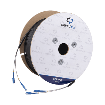 Carrete de Fibra Óptica Monomodo con Conectores SC-SC Duplex, Reforzada con Kevlar, de 300 Metros (984.25 Pies), Para Instalaciones Subterráneas por Tubería