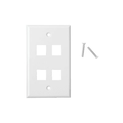 Placa de Pared de 4 Puertos, Keystone, Color Blanco