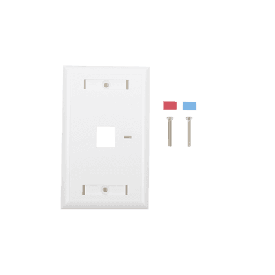 Placa de Pared de 1 Puerto, Keystone, con Espacio para Etiqueta, Color Blanco