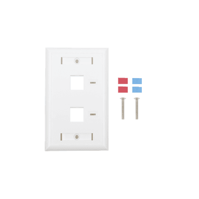 Placa de Pared de 2 Puertos, Keystone, con Espacio para Etiqueta, Color Blanco