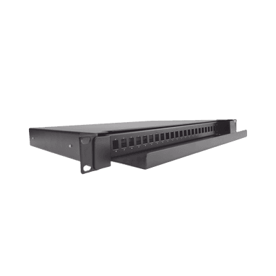 Distribuidor de Fibra Óptica Deslizable, Vacío, 19 Pulgadas (48.26 cm), Acepta 24 Adaptadores LC Duplex o LC Simplex o 24 SC Simplex, 1U