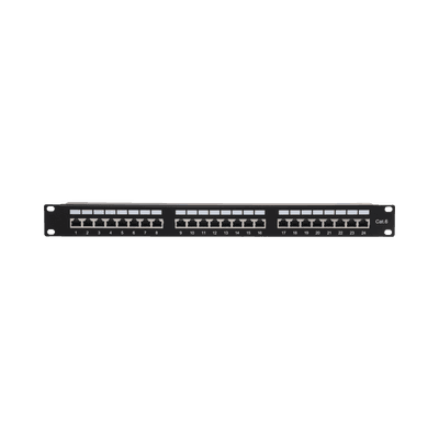 Panel de Parcheo de Impacto (110) Blindado (STP) de 24 Puertos Cat6, 19 Pulgadas