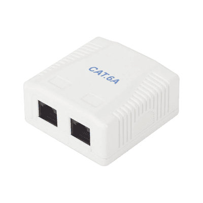 Caja de Pared con 2 Puertos, Incluye 2 Jacks UTP Cat6A