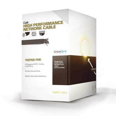 Bobina de Cable de 305 Metros (1000 Pies) Cat6 Aleación de Cobre y Aluminio (CCA), Color Azul Versión Económica. Uso en Interior.