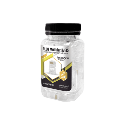 Bote con 100 Piezas de Plug Modular RJ45 Cat5e sin Blindaje, Chapado de Oro a 30 Micras para Durabilidad Extrema