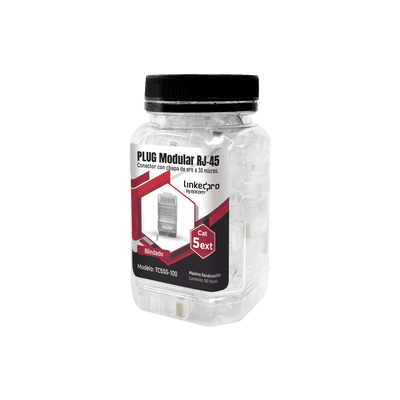 Bote con 100 Piezas de Plug Modular RJ45 Cat5e Blindado, Chapado de Oro a 30 Micras para Durabilidad Extrema con Pin de Tierra
