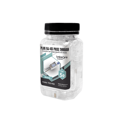 Bote con 100 Plugs Pass Through RJ45 Cat5e Blindado, Chapado de Oro a 30 Micras para Durabilidad Extrema