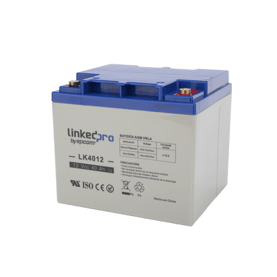 Batería 12 V / 40 Ah / UL / Tecnología AGM / Para uso en equipo electrónico, Alarmas de Intrusión / Incendio/ Control de acceso / Video Vigilancia / Terminales T2