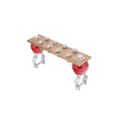 Barra Unión Torre 1000A / Cobre 100% / Compatible STZ30-45 / Aisladores Rojos / EIA-TIA-BICSI / TMGB-TGB