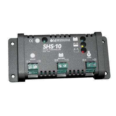 Controlador de Carga Solar PWM 10 A / 12 VCC / Desconexión Automática / IP22 / Protección Integral / Bajo Consumo 8 mA