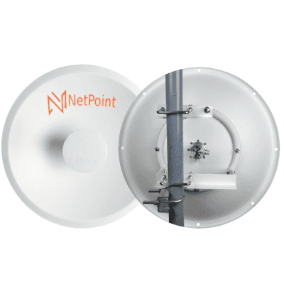Doble Antena Direccional de alto rendimiento / diámetro  de 39.6 cm / 4.9-7.2 GHz / Ganancia 27 dBi / SLANT de 45 ° y 90 °  / Conector N-Hembra / Montaje, jumpers y radomo incluidos.