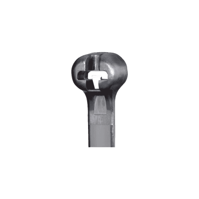 Cincho de Nylon 6.6 Dome-Top®, Con Lengüeta de Bloqueo de Acero Inoxidable, 620 mm largo x 7mm ancho, Color Negro, Exterior Resistente a Rayos UV, Paquete de 100pz