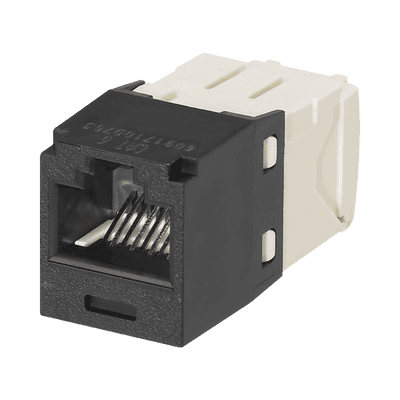 Conector Jack RJ45 Estilo TG, Mini-Com, Categoría 6, de 8 Posiciones y 8 Cables, Color Negro