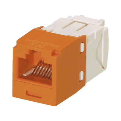 Conector Jack RJ45 Estilo TG, Mini-Com, Categoría 6, de 8 Posiciones y 8 Cables, Color Naranja