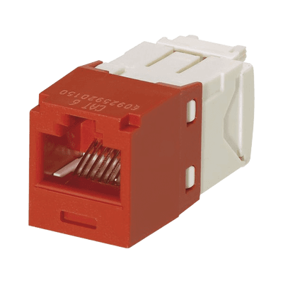 Conector Jack RJ45 Estilo TG, Mini-Com, Categoría 6, de 8 Posiciones y 8 Cables, Color Rojo