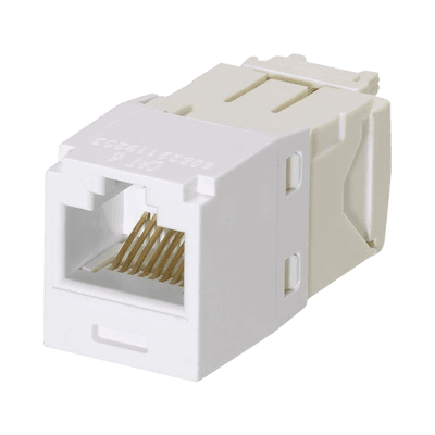 Conector Jack RJ45 Estilo TG, Mini-Com, Categoría 6, de 8 Posiciones y 8 Cables, Color Blanco