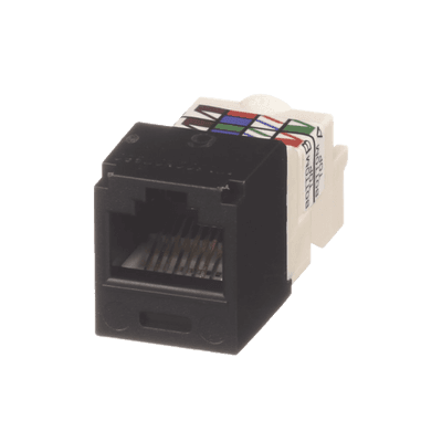 Conector Jack RJ45 Estilo TP, Mini-Com, Categoría 6, de 8 Posiciones y 8 Cables, Color Negro