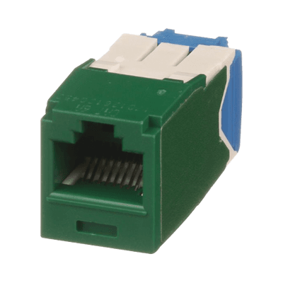 Conector Jack RJ45 Estilo TG, Mini-Com, Categoría 6A, de 8 Posiciones y 8 Cables, Color Verde