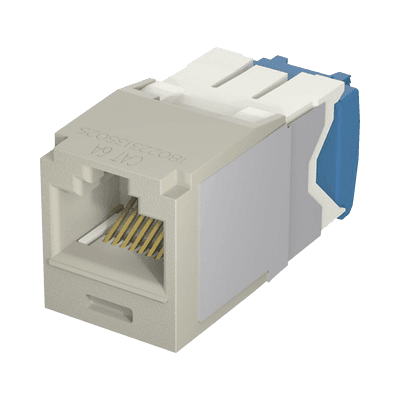 Conector Jack RJ45 Estilo TG, Mini-Com, Categoría 6A, de 8 Posiciones y 8 Cables, Color Gris