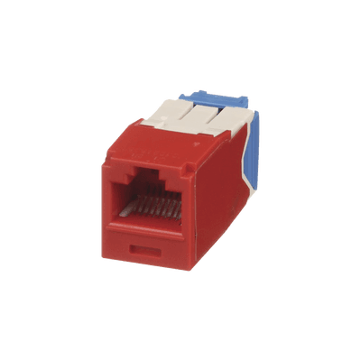 Conector Jack RJ45 Estilo TG, Mini-Com, Categoría 6A, de 8 Posiciones y 8 Cables, Color Rojo
