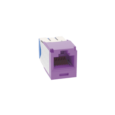 Conector Jack RJ45 Estilo TG, Mini-Com, Categoría 6A, de 8 Posiciones y 8 Cables, Color Violeta