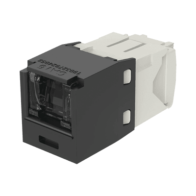 Conector Jack RJ45 Estilo TG con Ventana, Mini-Com, Categoría 6, de 8 Posiciones y 8 Cables, Color Negro