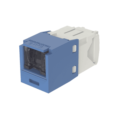 Conector Jack RJ45 Estilo TG con Ventana, Mini-Com, Categoría 6, de 8 Posiciones y 8 Cables, Color Azul