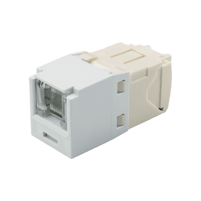 Conector Jack RJ45 Estilo TG con Ventana, Mini-Com, Categoría 6, de 8 Posiciones y 8 Cables, Color Blanco