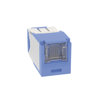 Conector Jack RJ45 Estilo TG con Ventana, Mini-Com, Categoría 6A, de 8 Posiciones y 8 Cables, Color Azul