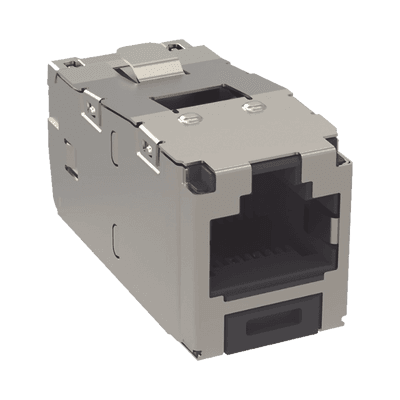 Conector Jack RJ45 Blindado, Estilo TG, Mini-Com, Categoría 6, de 8 Posiciones y 8 Cables, Color Negro
