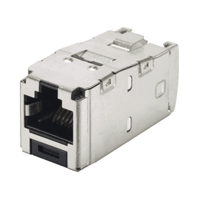 Conector Jack RJ45 Blindado, Estilo TG, Mini-Com, Categoría 6A, de 8 Posiciones y 8 Cables, Color Negro