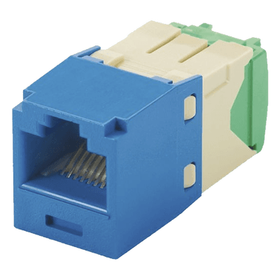 Conector Jack RJ45 Estilo TG, Mini-Com, Categoría 6, de 8 Posiciones y 8 Cables de Calibre 28/30 AWG, Color Azul