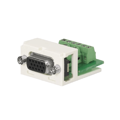 Conector Sub-D de 15 Pines Tipo Atornillable, Uso en 2 Puertos Mini-Com, Color Blanco Mate