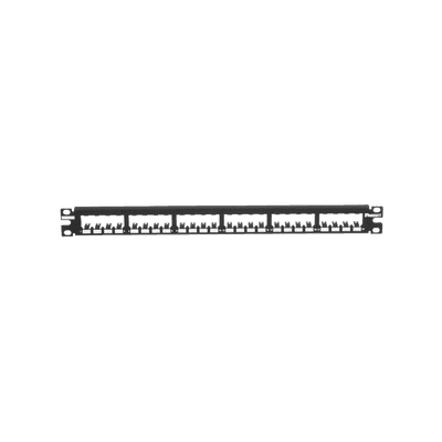 Panel de Parcheo Modular Mini-Com (Sin Conectores), Plano, Totalmente Blindado, de 24 Puertos, 1UR