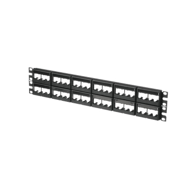 Panel de Parcheo Modular Mini-Com (Sin Conectores), Plano, Sin Blindaje, Con Etiqueta y Cubierta, de 48 Puertos, 2UR
