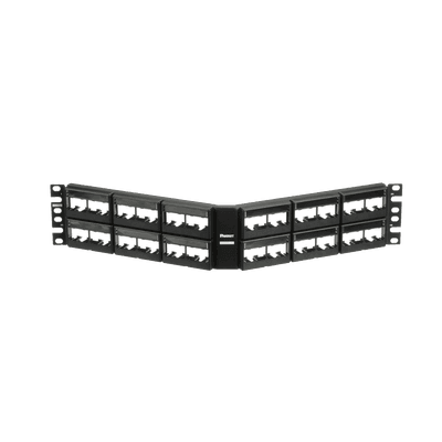 Panel de Parcheo Modular Mini-Com (Sin Conectores), Angulado, Sin Blindaje, Con Etiqueta y Cubierta, de 48 Puertos, 2UR
