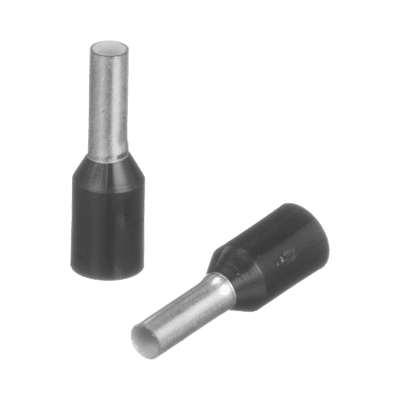 Ferrule Aislado Para Cables 16 AWG, PIN de 6 mm de Longitud, Mango Color Negro, Paquete de 500 Piezas.