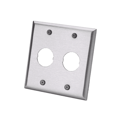 Placa de Pared Doble IndustrialNet?, Para 2 Conectores Industriales, de Acero Inoxidable