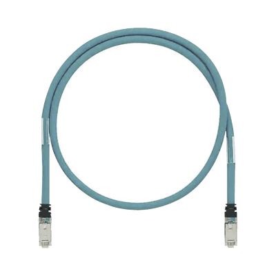 Patch Cord Cat6A de Grado Industrial 600V, Blindado SF/UTP, Calibre 26 AWG, Color Aqua, 2 Metros (6.56 Pies)