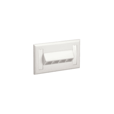 Placa de Pared Horizontal, Salida Para 4 Puertos Keystone, Con Espacios Para Etiquetas, Color Blanco Mate
