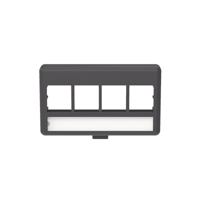 Placa de Mobiliario Modular Estándar, Salidas Para 4 Puertos Keystone, Color Negro