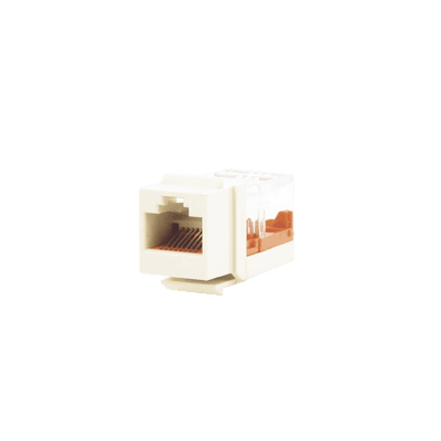 Conector Jack Estilo Leadframe, Tipo Keystone, Categoría 5e, de 8 Posiciones y 8 Cables, Color Blanco Mate